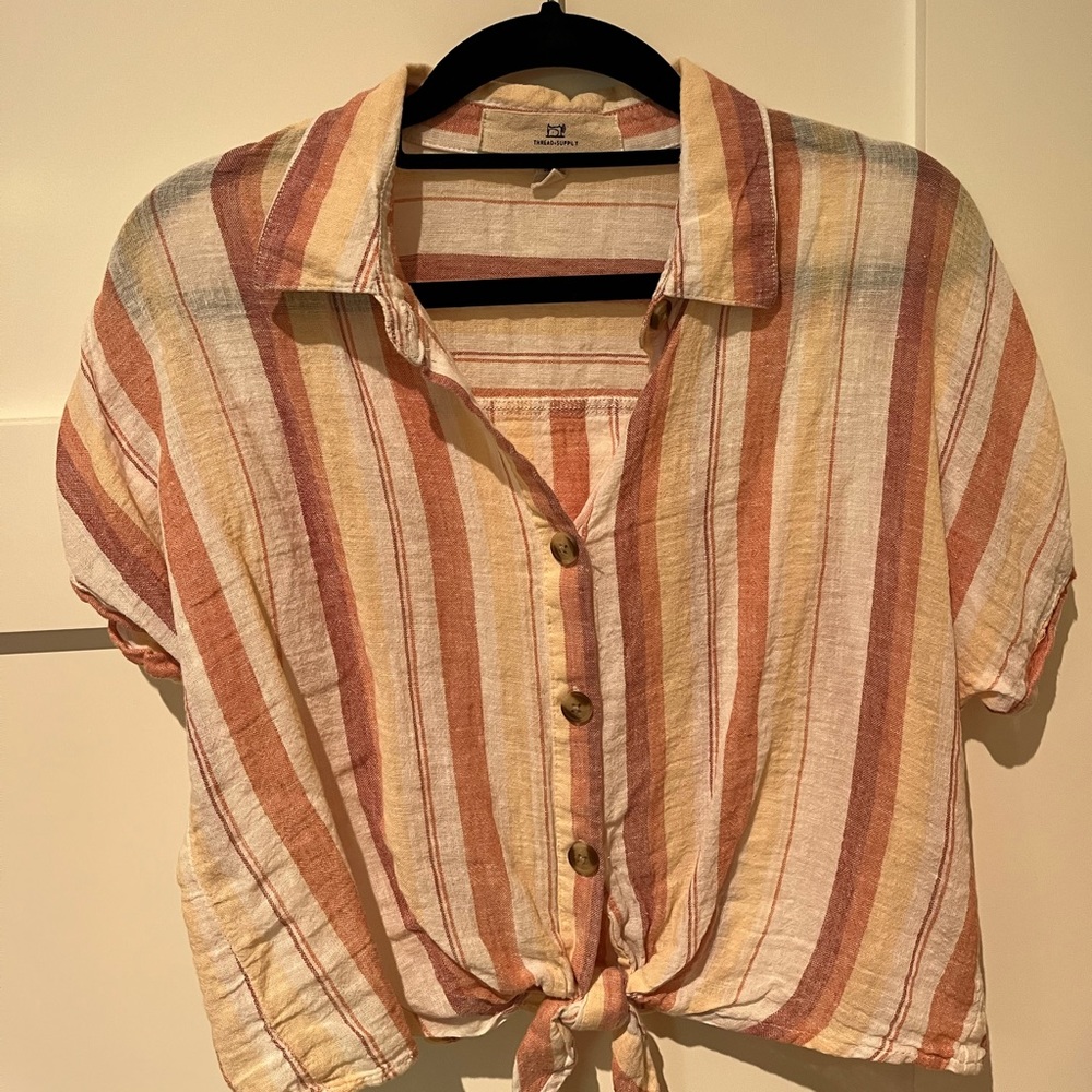 Thread and supply striped button up top